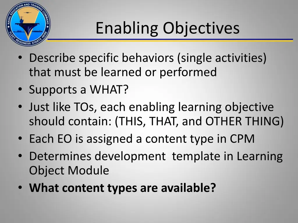 enabling objectives