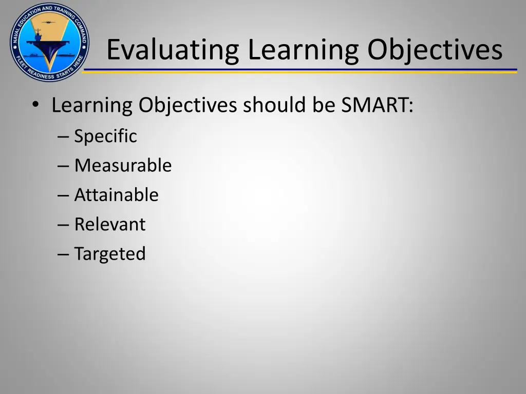 evaluating learning objectives