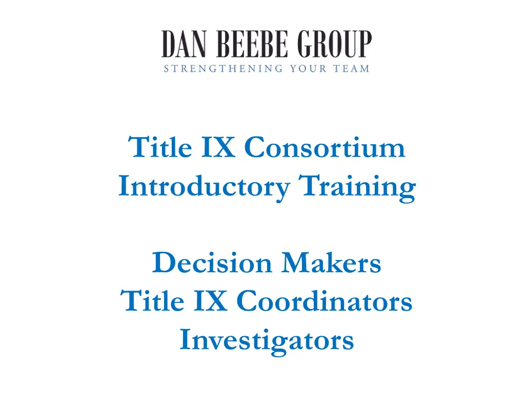 title ix consortium introductory training