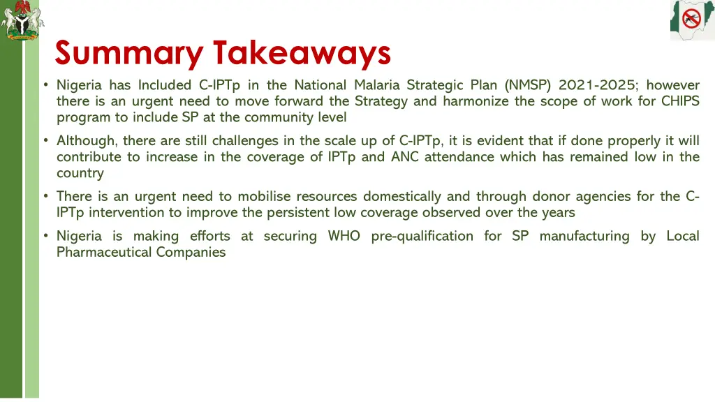 summary takeaways nigeria has included c iptp