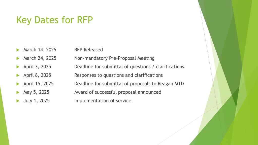 key dates for rfp