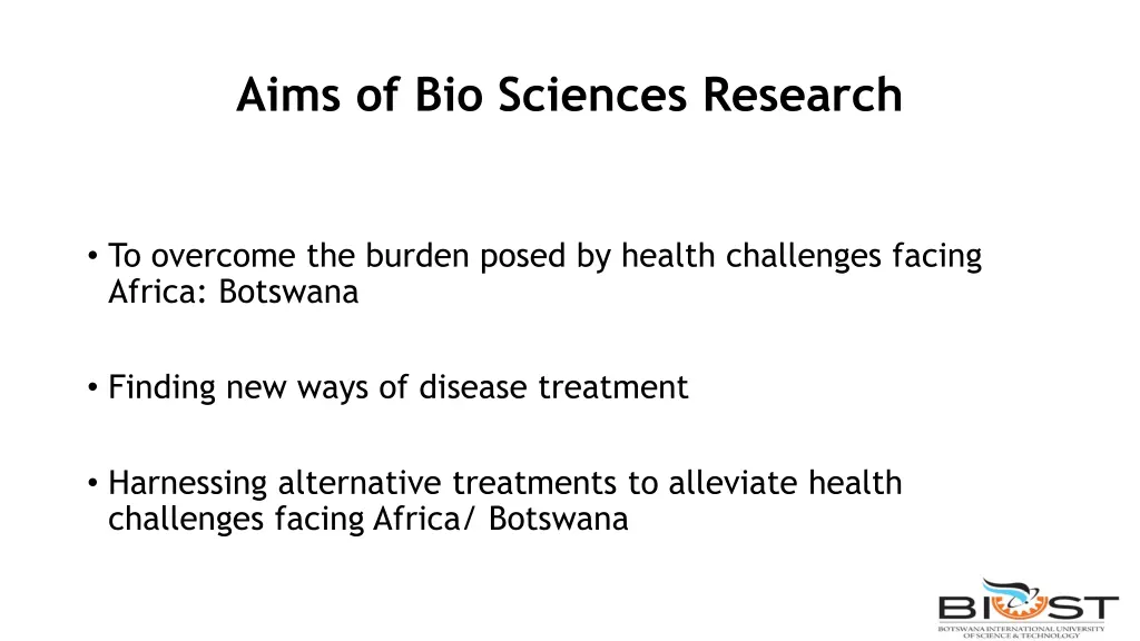 aims of bio sciences research