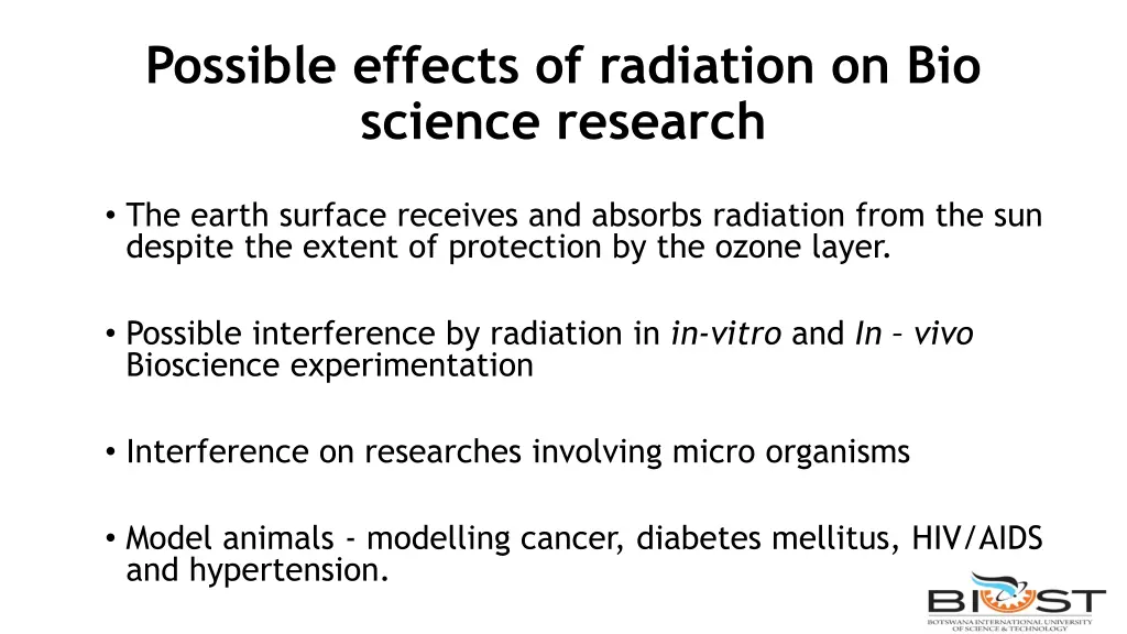 possible effects of radiation on bio science