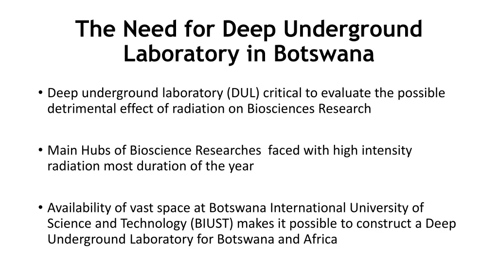 the need for deep underground laboratory