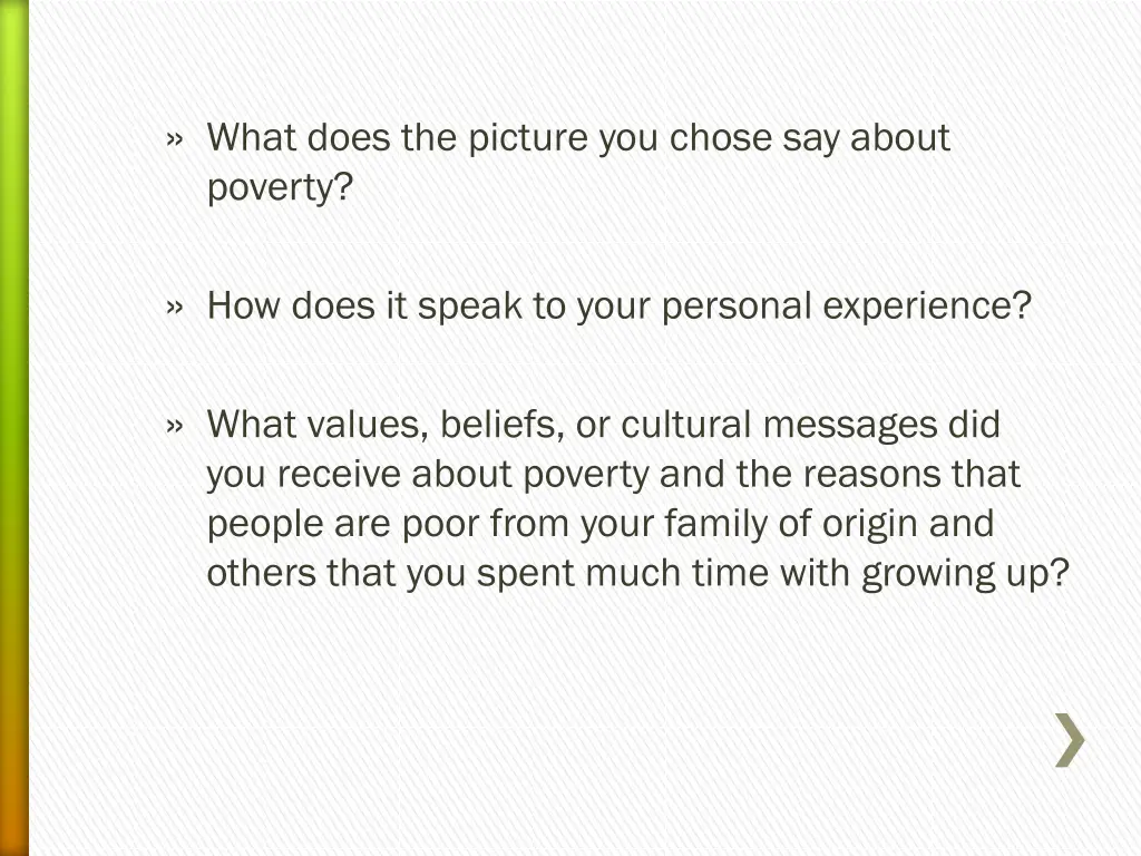 what does the picture you chose say about poverty