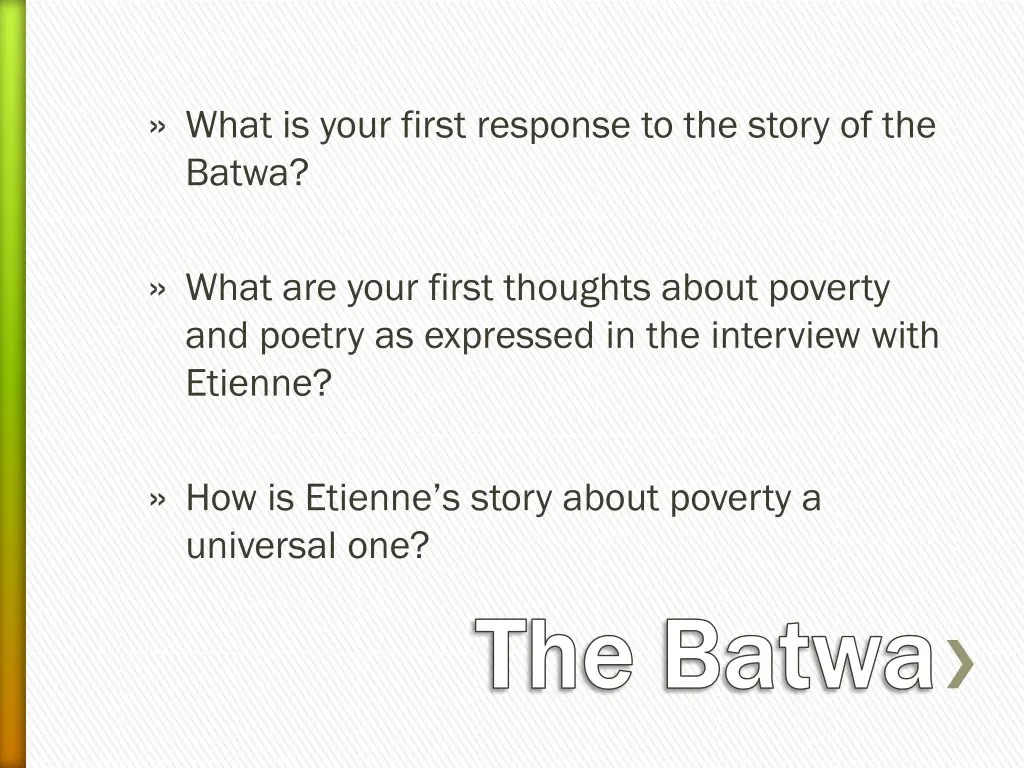 what is your first response to the story