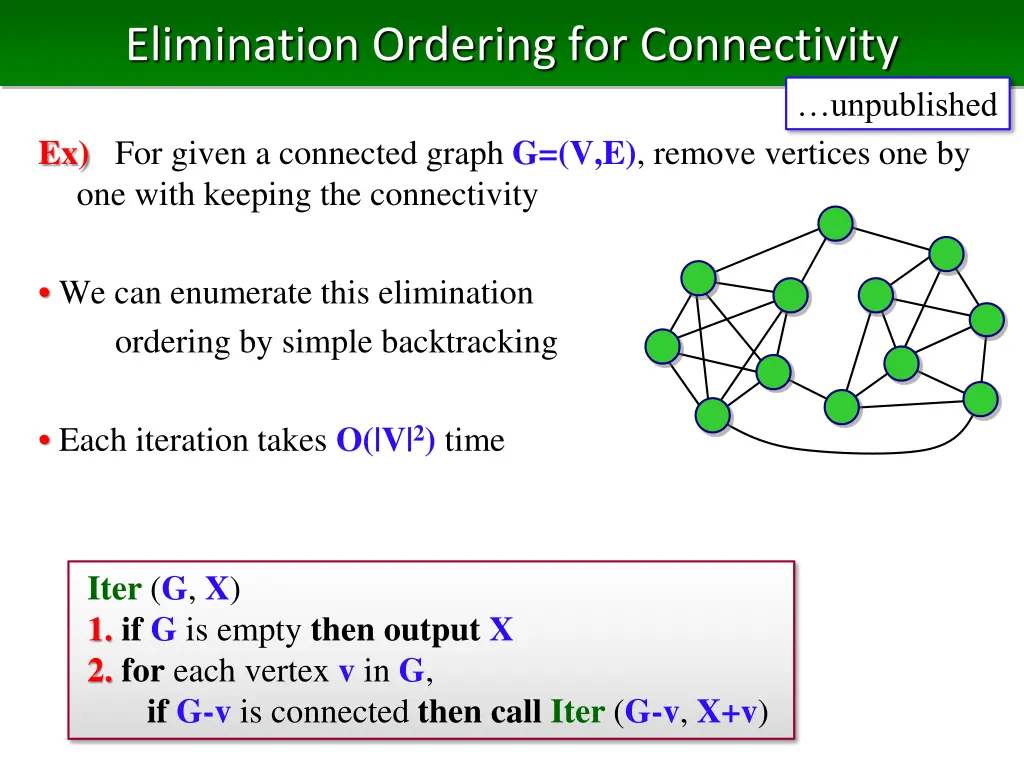 elimination ordering for connectivity