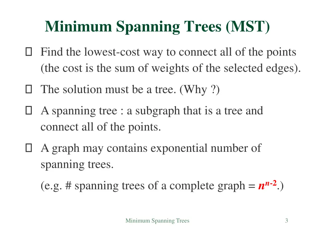 minimum spanning trees mst