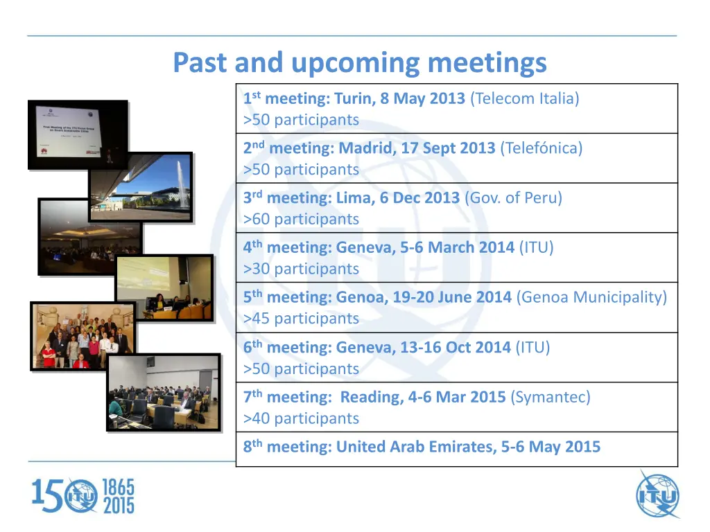 past and upcoming meetings