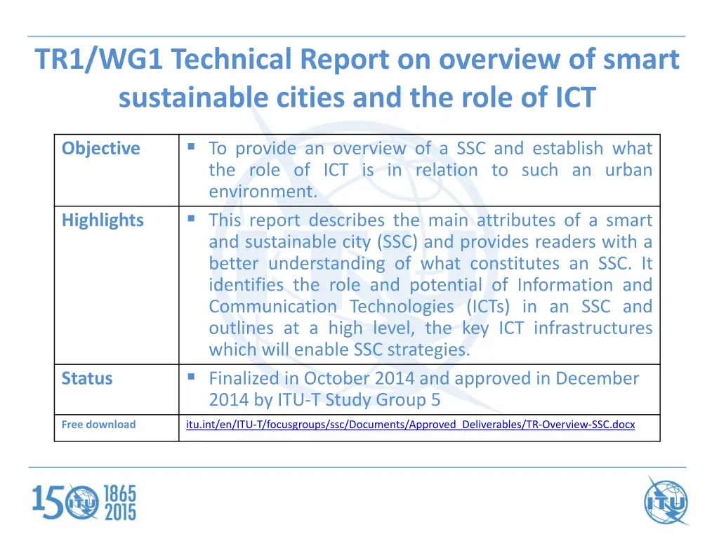 tr1 wg1 technical report on overview of smart