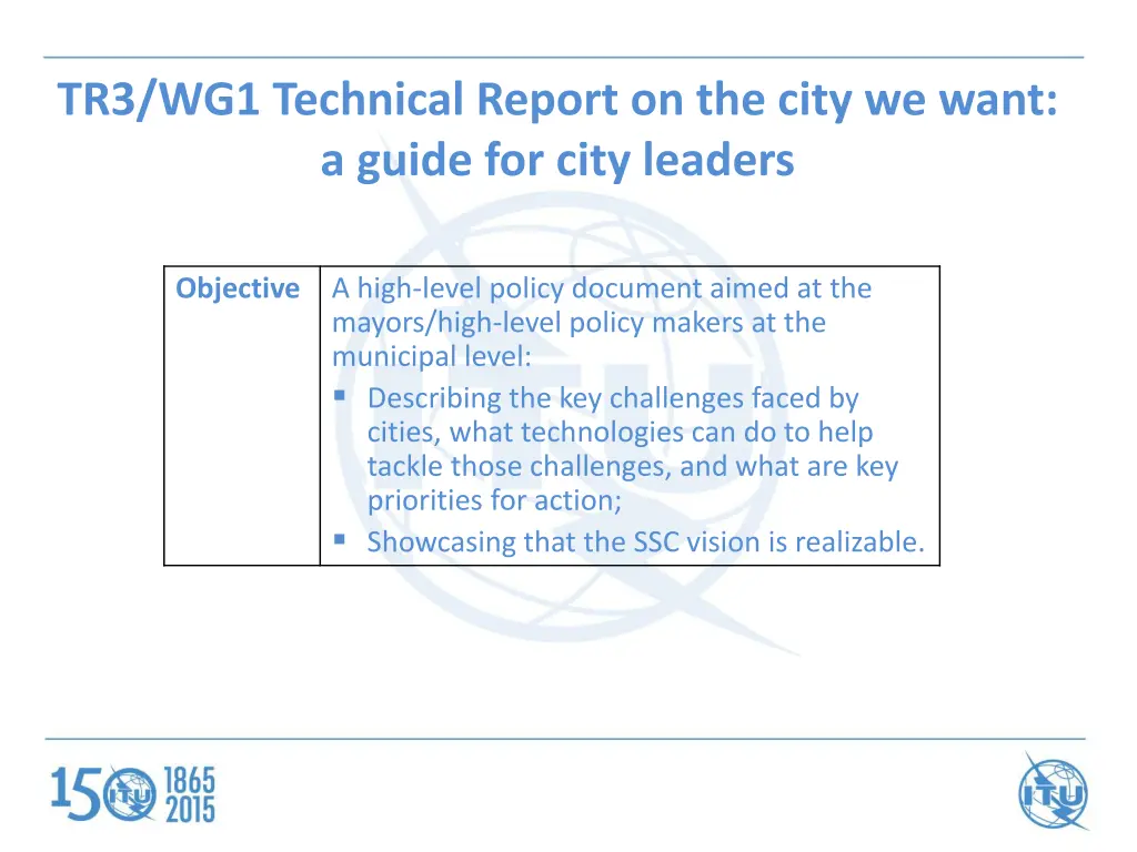 tr3 wg1 technical report on the city we want