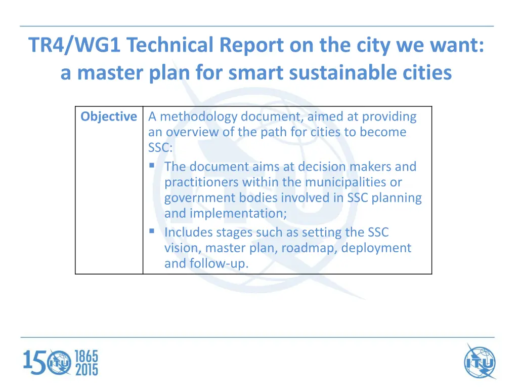 tr4 wg1 technical report on the city we want