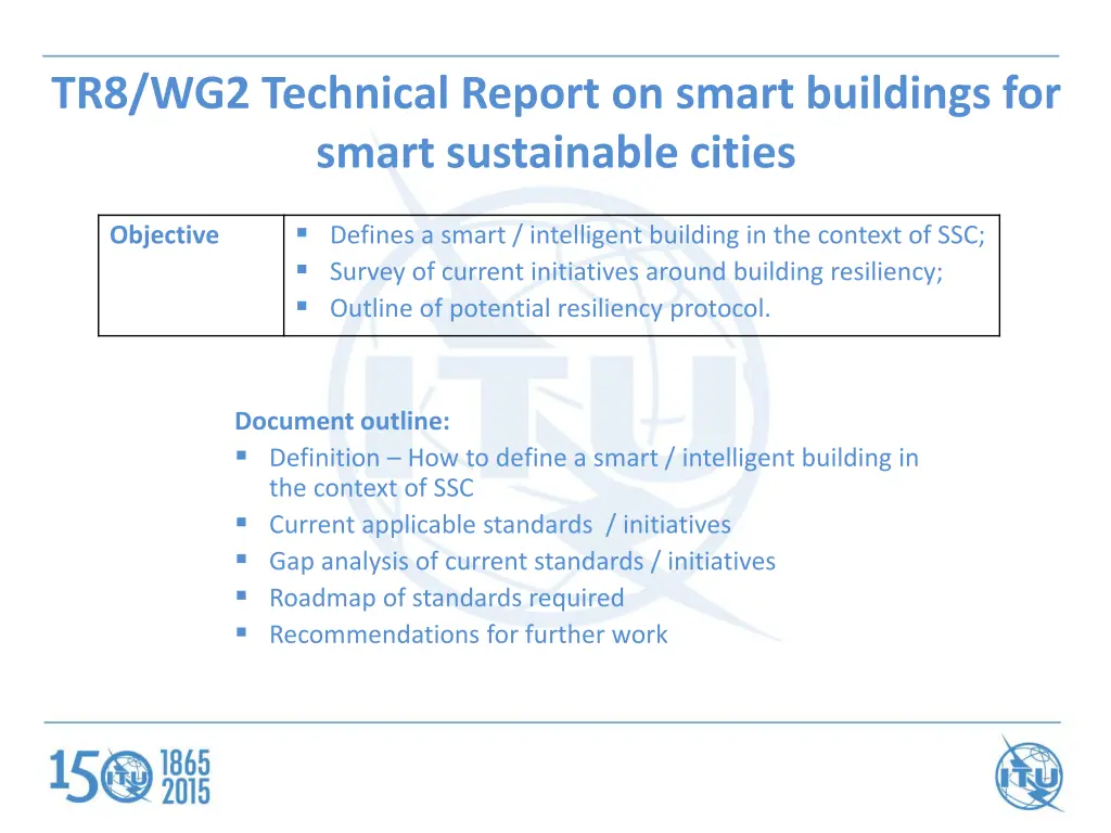 tr8 wg2 technical report on smart buildings