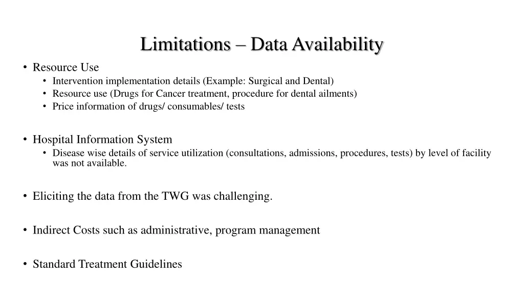 limitations data availability