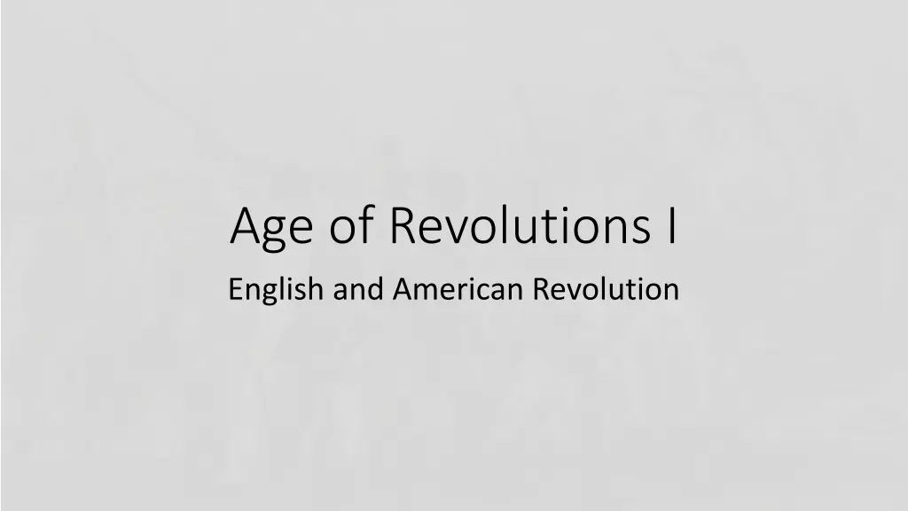 age of revolutions i english and american