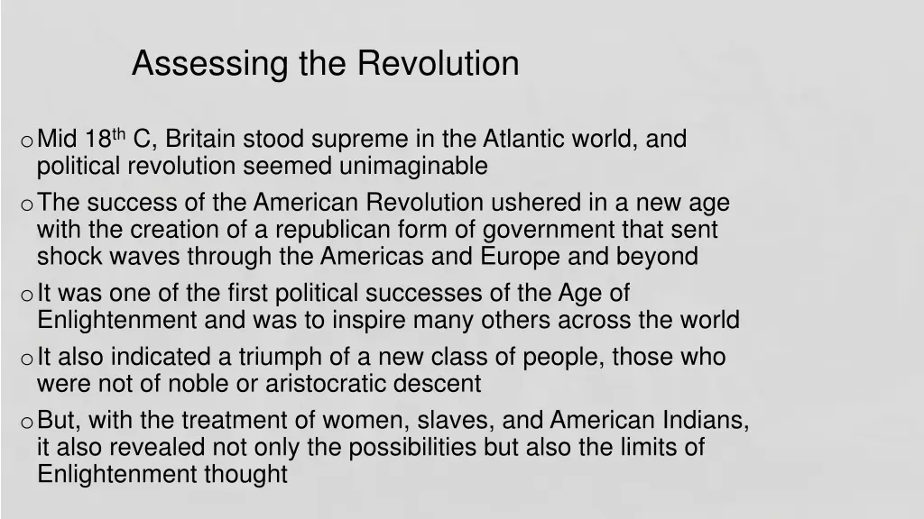 assessing the revolution