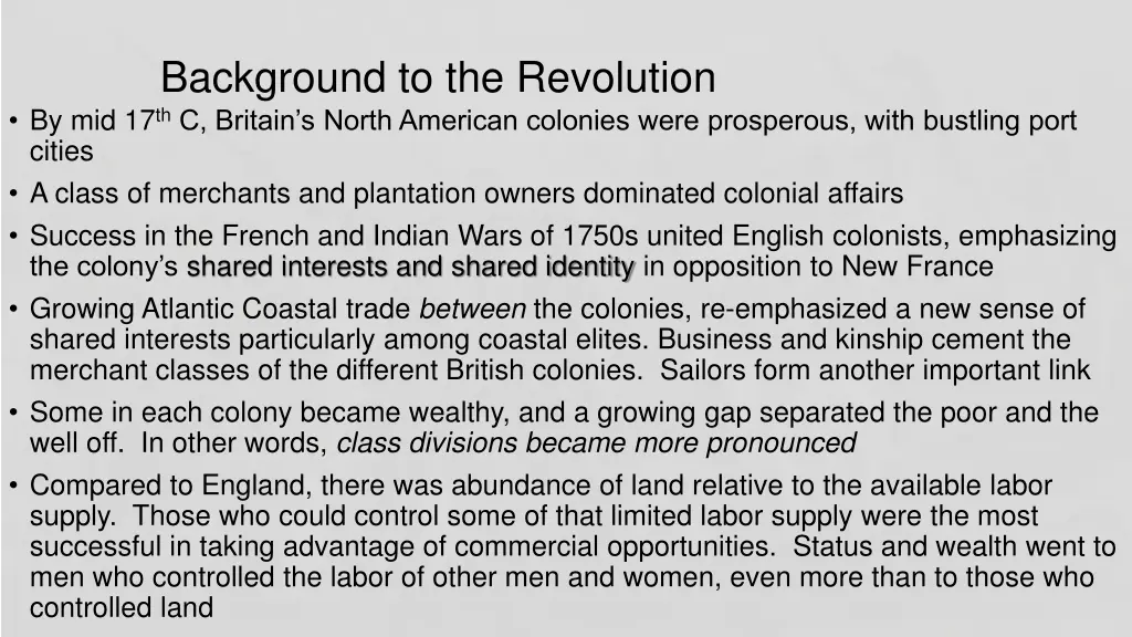 background to the revolution