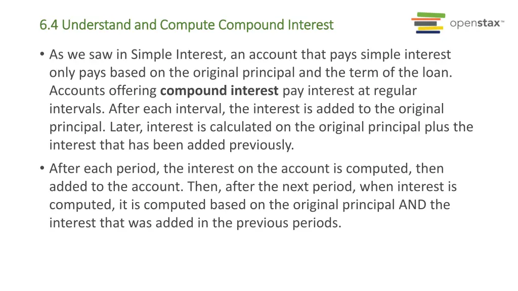 6 4 understand and compute compound interest