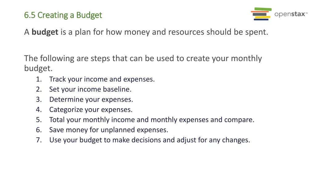 6 5 creating a budget 6 5 creating a budget