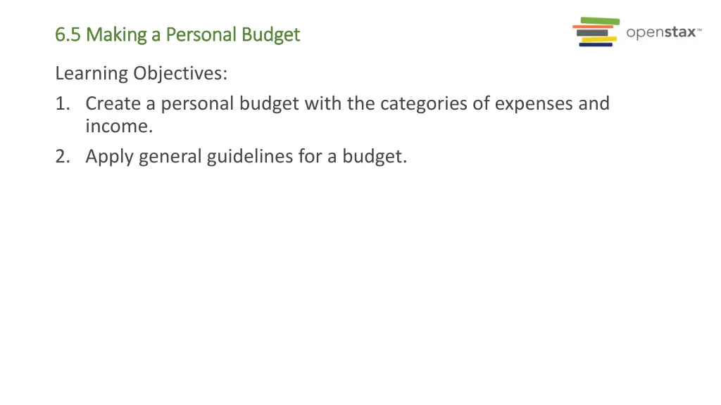 6 5 making a personal budget 6 5 making