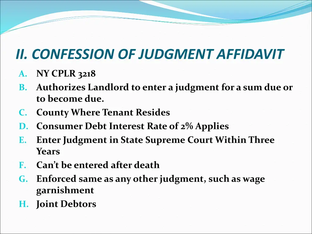 ii confession of judgment affidavit
