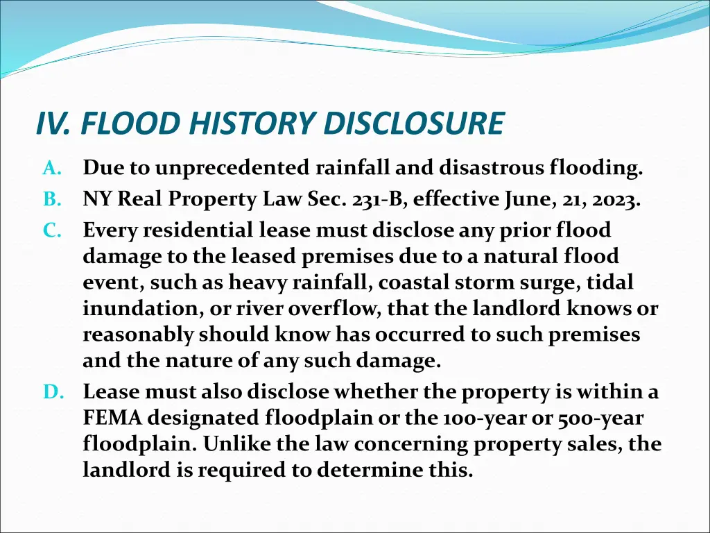iv flood history disclosure