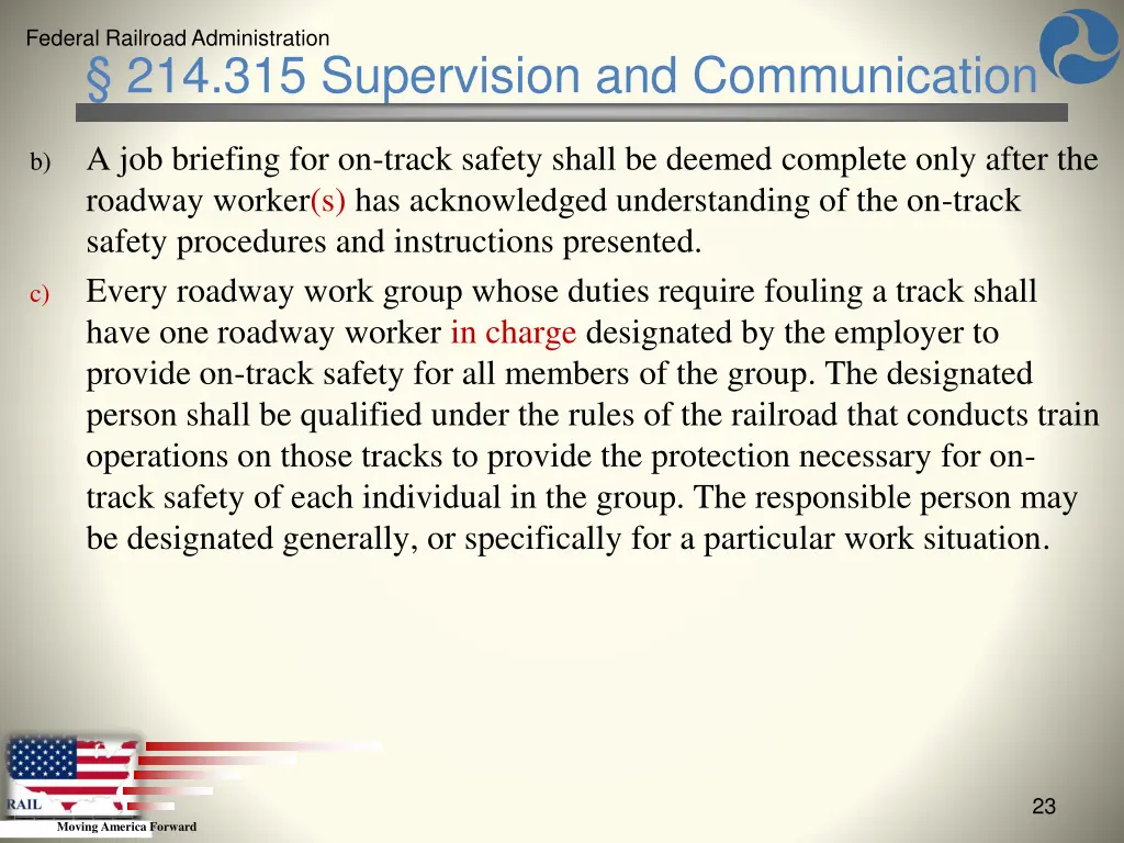federal railroad administration 21