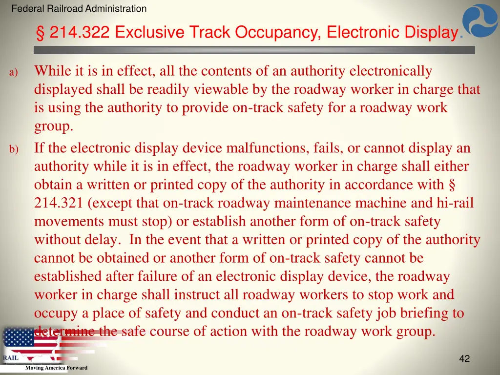 federal railroad administration 40
