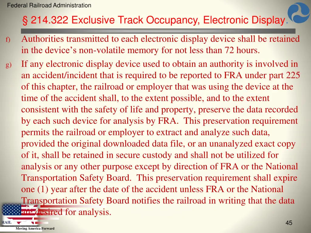 federal railroad administration 43