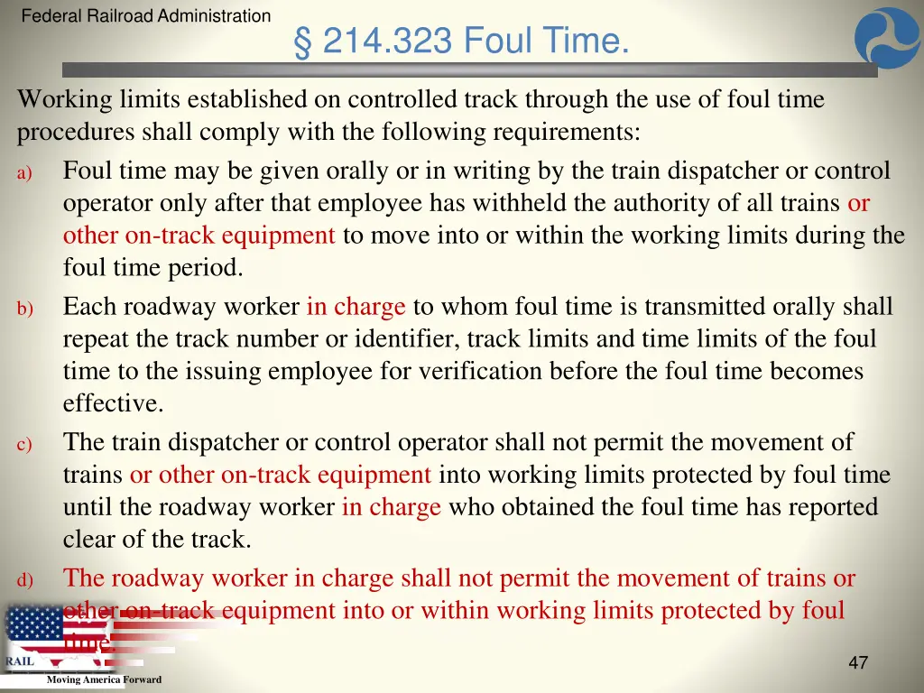 federal railroad administration 45