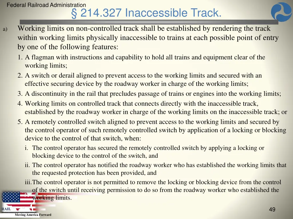 federal railroad administration 47