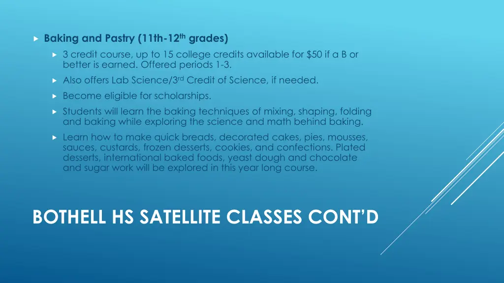 baking and pastry 11th 12 th grades