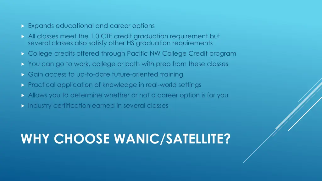 expands educational and career options