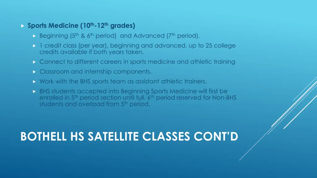 sports medicine 10 th 12 th grades