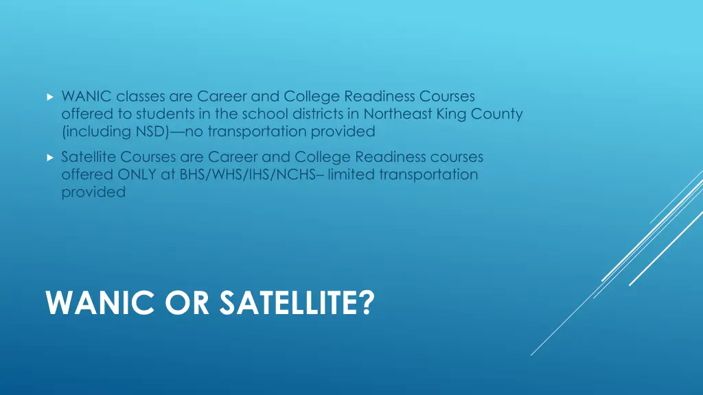 wanic classes are career and college readiness
