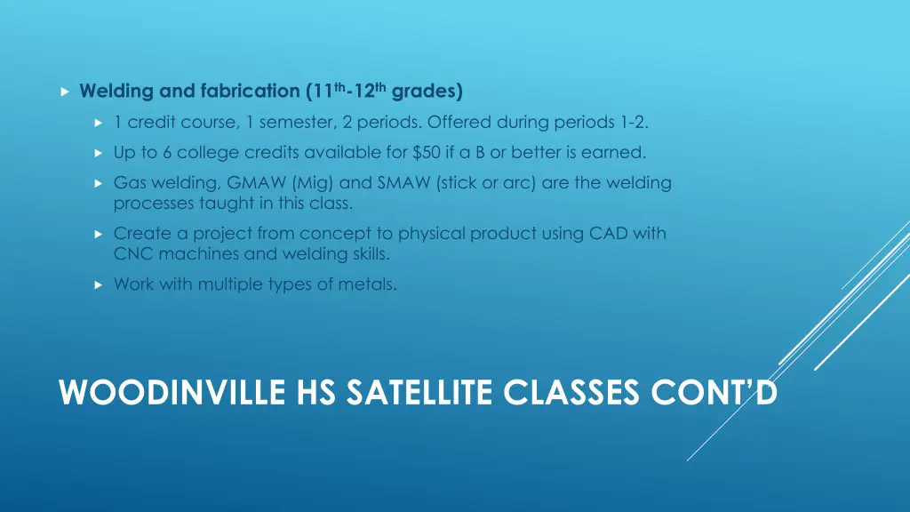 welding and fabrication 11 th 12 th grades