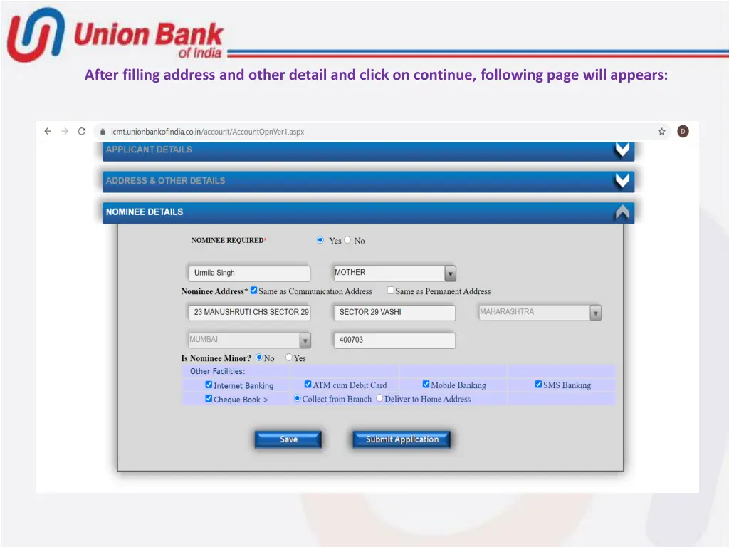 after filling address and other detail and click