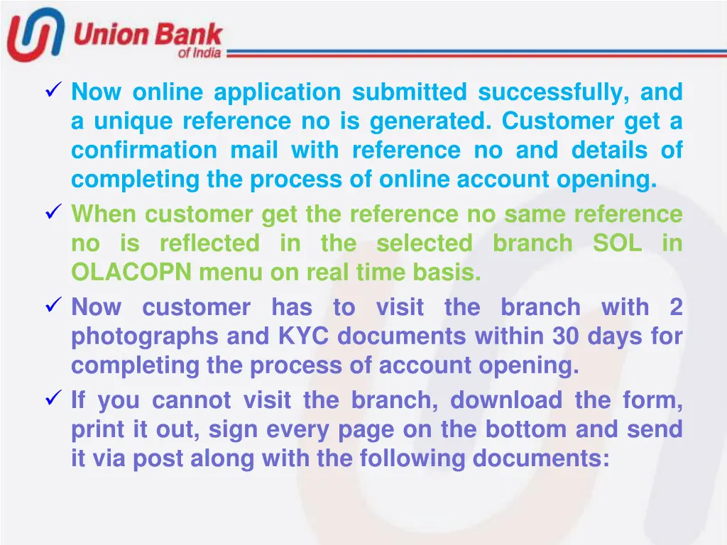 now online application submitted successfully