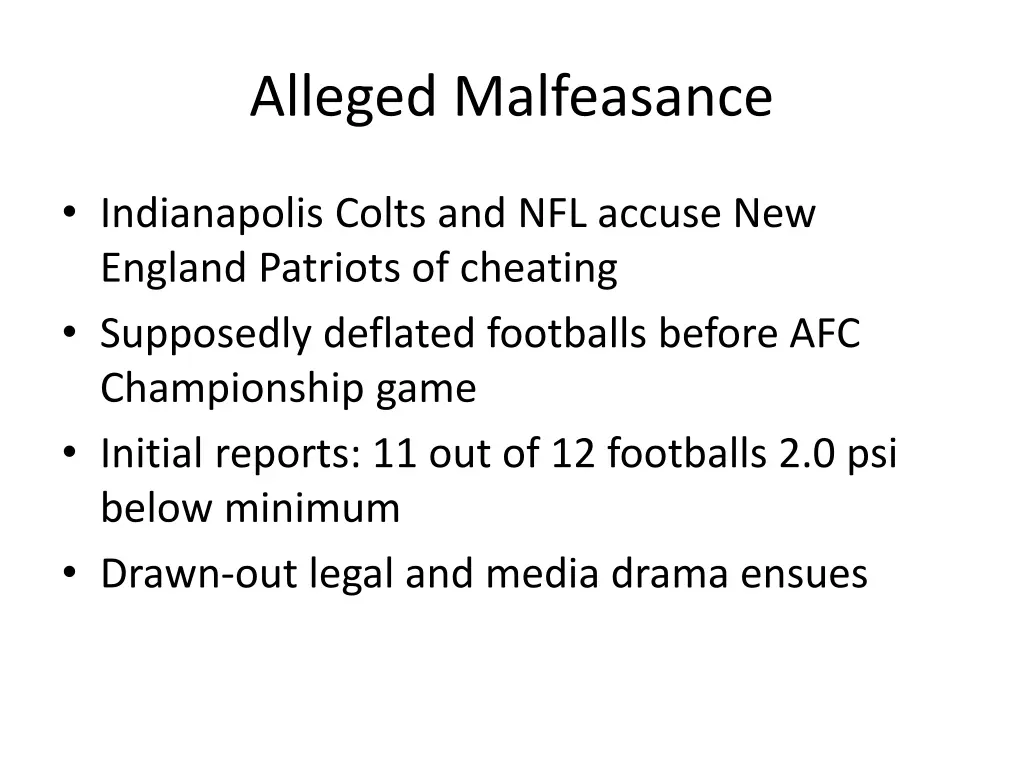 alleged malfeasance