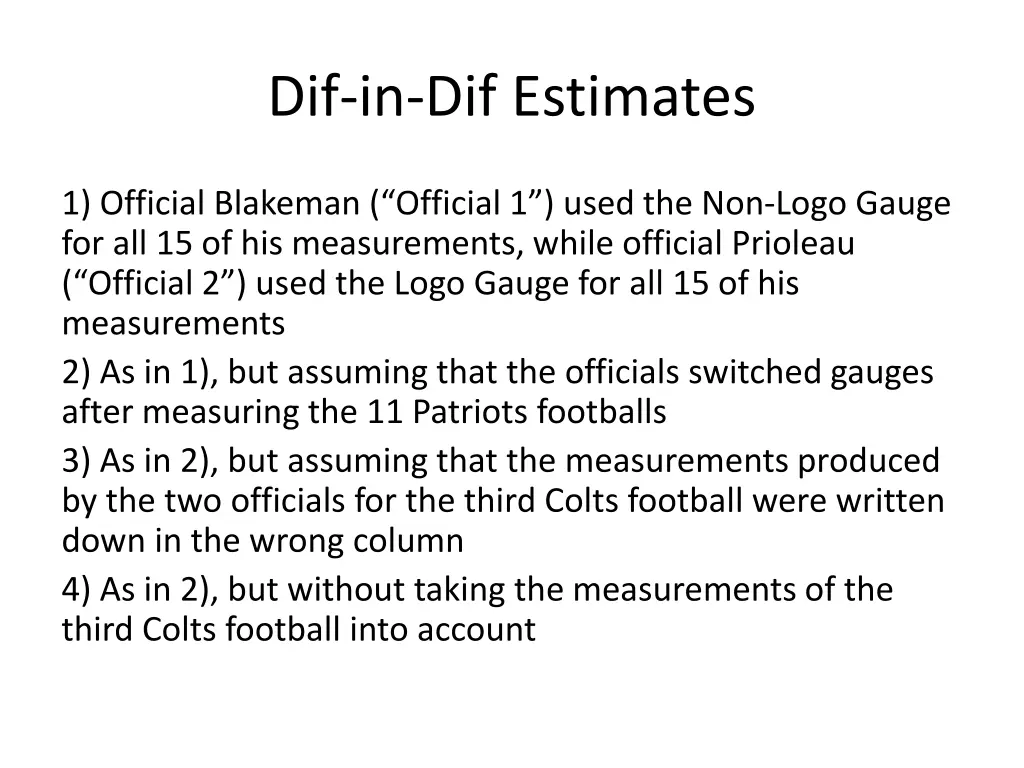 dif in dif estimates