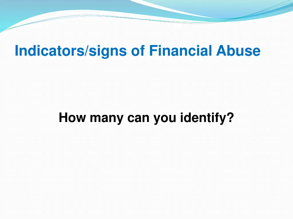 indicators signs of financial abuse