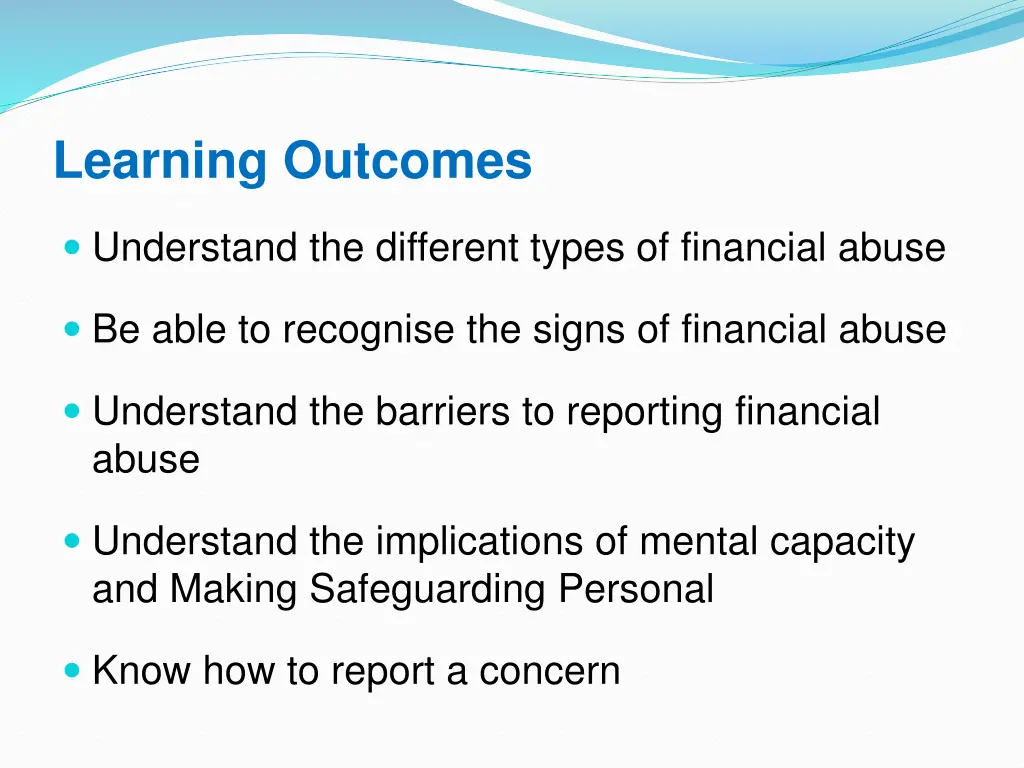 learning outcomes