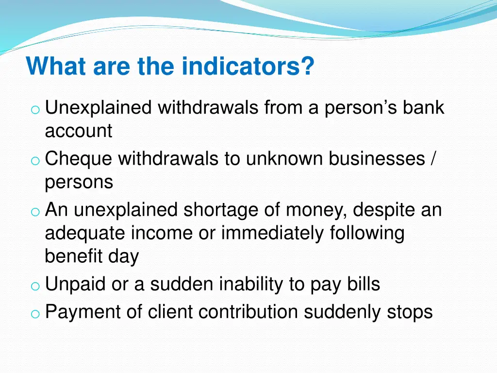 what are the indicators