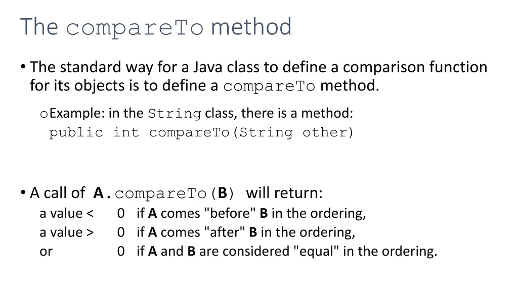 the compareto method