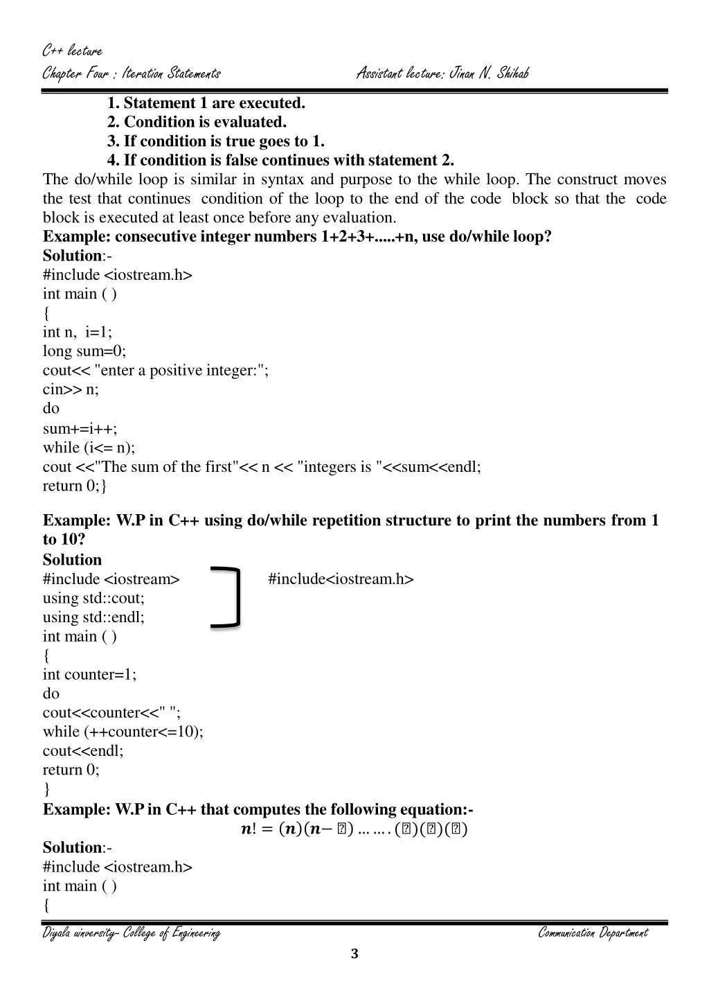 c lecture chapter four iteration statements 2