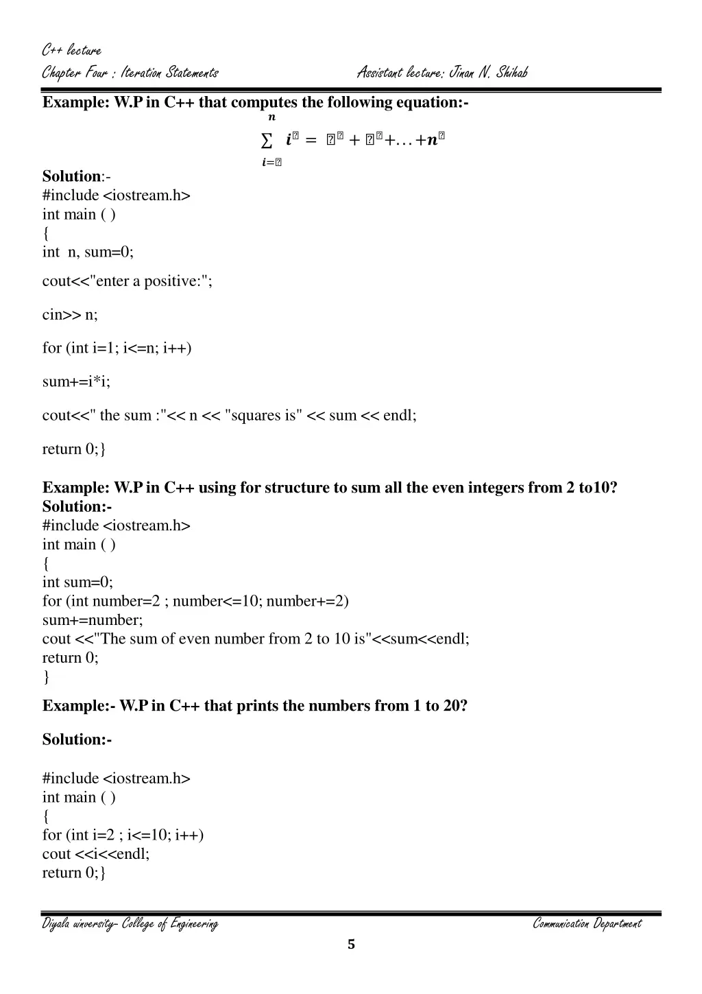 c lecture chapter four iteration statements 4