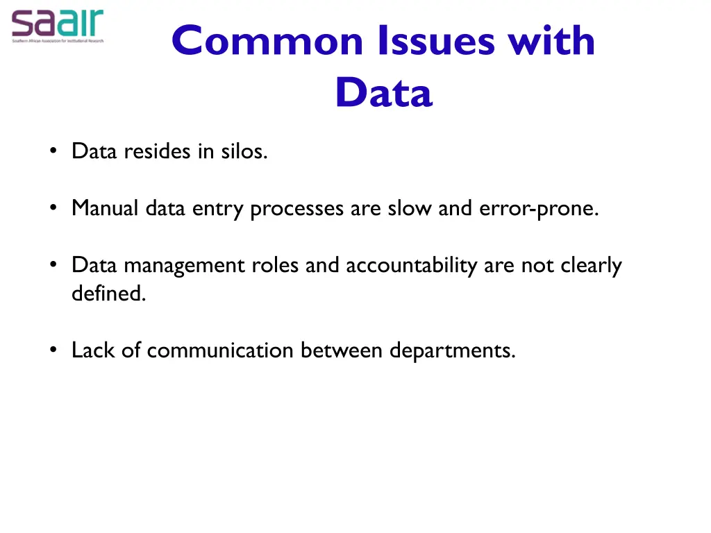 common issues with data