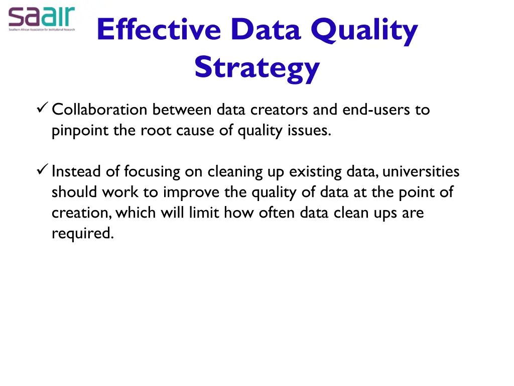 effective data quality strategy