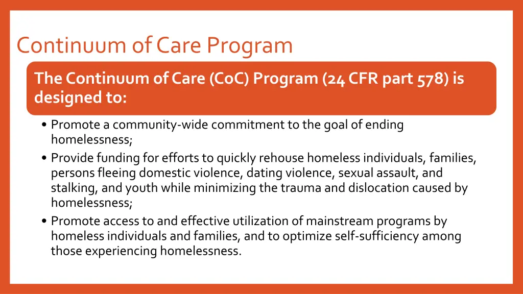continuum of care program