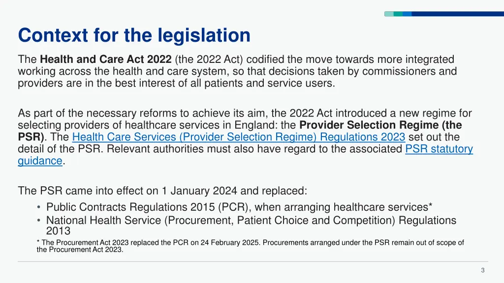 context for the legislation